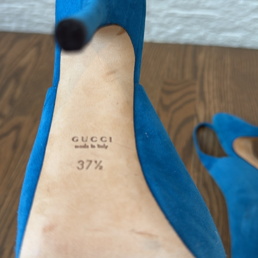Gucci Turquoise Slingback Stilettos - Size 37.5 - Pristine Condition - Picture 6 of 8
